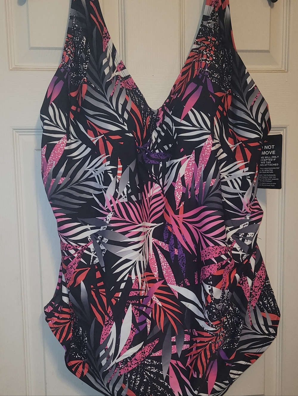 Women’s Black Tropical Print Swim Sarong One-Piece